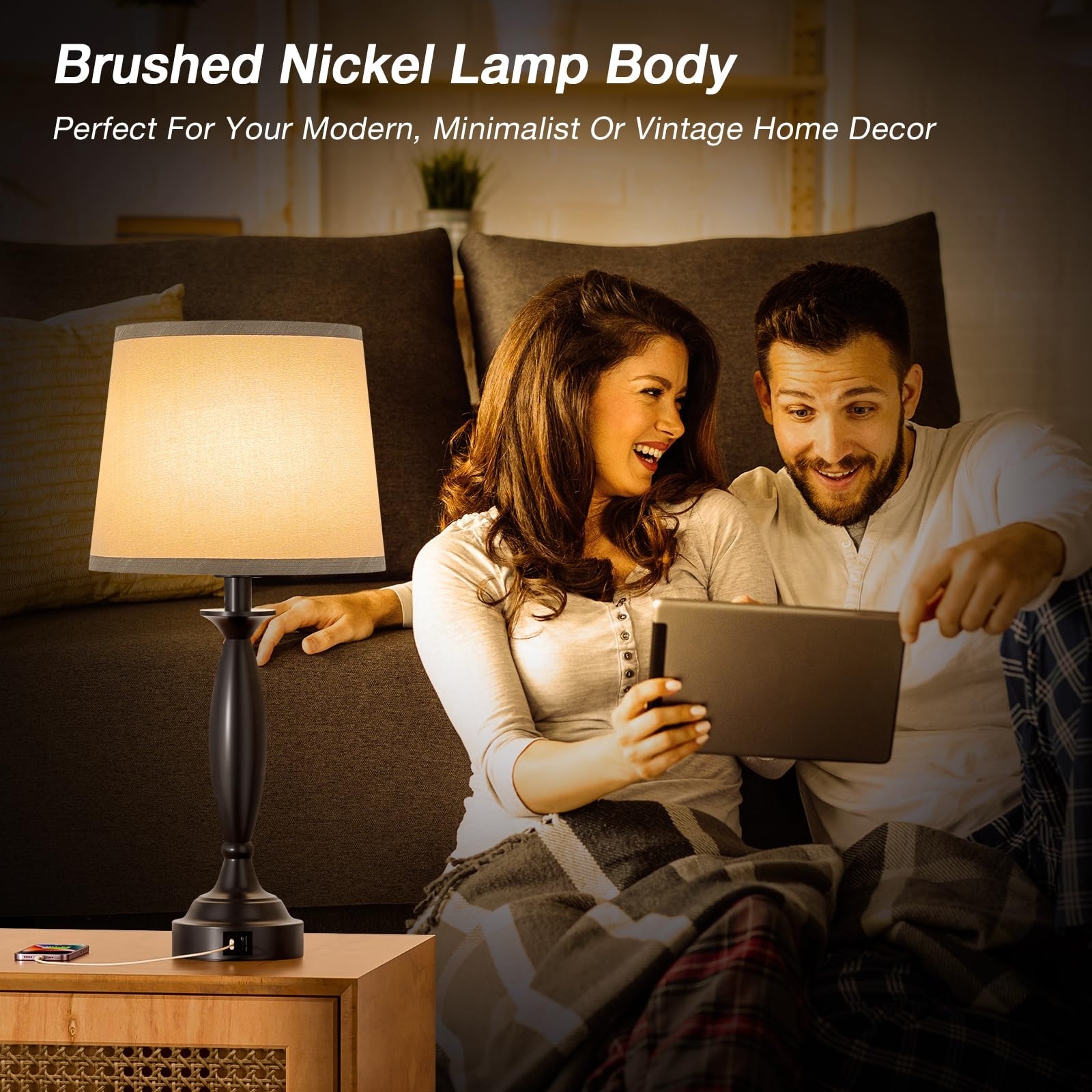 Minimal nightstand lamp on sale